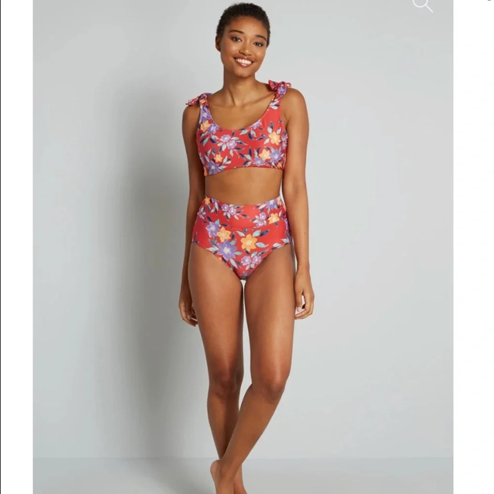NWOT ModCloth The Tanya Crop Bikini Top and The Clarice High-Waisted‎ Bottom